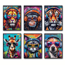 Load image into Gallery viewer, Cool Graffiti Gamer Headphones Animal Poster – Wall Art & Home Decor