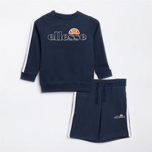 Load image into Gallery viewer, Ellesse Boys Roman Logo Sweatshirt And Shorts Set Navy