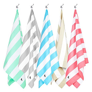 Beach Towel - Quick Dry, Sand Free - Compact, Lightweight - 100% Recycled - Includes Bag - Cabana - Whitsunday Blue - Large (160x90cm, 63x35)