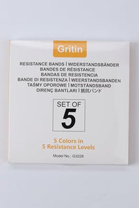 Gritin Resistance Bands, Set of 5 Skin-Friendly Resistance Fitness Exercise Loop Bands with 5 Different Strength Levels - Carrying Case Included - Ideal for Home, Gym, Yoga, Training