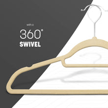 Load image into Gallery viewer, Velvet Hangers 20 Pack - Non-Slip Clothes Hangers with Tie Bar &amp; 360° Hook - Durable &amp; Sturdy, Space-Saving Wardrobe Organisers for Suits, Jackets &amp; Clothes- Home Storage Solution (Grey)