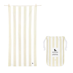 Beach Towel - Quick Dry, Sand Free - Compact, Lightweight - 100% Recycled - Includes Bag - Cabana - Whitsunday Blue - Large (160x90cm, 63x35)