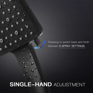 Shower Head, High Pressure, Shower Heads with 6 Modes, Power Shower Head Only, Universal Water Saving Large ShowerHead