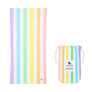 Beach Towel - Quick Dry, Sand Free - Compact, Lightweight - 100% Recycled - Includes Bag - Cabana - Whitsunday Blue - Large (160x90cm, 63x35)
