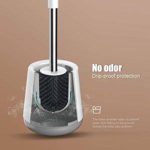 Silicone Toilet Brushes & Holders, Deep Cleaner, Toilet Brush with Quick Drying Holder Set for Bathroom