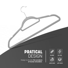 Load image into Gallery viewer, Velvet Hangers 20 Pack - Non-Slip Clothes Hangers with Tie Bar &amp; 360° Hook - Durable &amp; Sturdy, Space-Saving Wardrobe Organisers for Suits, Jackets &amp; Clothes- Home Storage Solution (Grey)