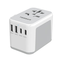 Load image into Gallery viewer, Universal Travel Adapter Worldwide with 2 USB C and 2 USB A Ports, Universal Plug Adaptor UK to World, International Adapter for EU, USA, UK, Australia, Thailand etc. not a Voltage Converter