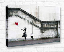 Load image into Gallery viewer, CANVAS WALL ART BANKSY BALLOON GIRL GRAFFITI 30MM DEEP FRAMED PRINT XL OPTIONS (24in x 16in / 60cm x 40cm)