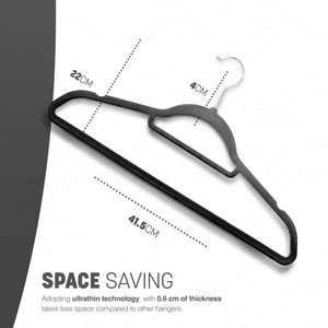 Velvet Hangers 20 Pack - Non-Slip Clothes Hangers with Tie Bar & 360° Hook - Durable & Sturdy, Space-Saving Wardrobe Organisers for Suits, Jackets & Clothes- Home Storage Solution (Grey)