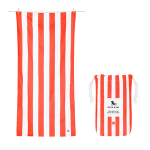 Beach Towel - Quick Dry, Sand Free - Compact, Lightweight - 100% Recycled - Includes Bag - Cabana - Whitsunday Blue - Large (160x90cm, 63x35)