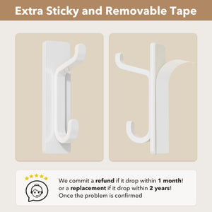 Self Adhesive Hooks, Extra Sticky and Strong, Hanging up to 6KG, Heavy Duty Stick on, No-Nail Hook for Back of Door, Black, 4 Pack