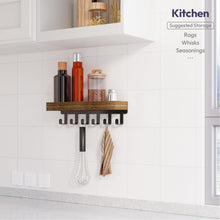 Load image into Gallery viewer, SWTYMIKI Key Holder with Wood Tray and 6 Hooks, Wall Mounted Key Racks, Key Hangers Home Decor Key Rack Mail Organizer for Hallway, Entryway, Bedroom, Mudroom, Office