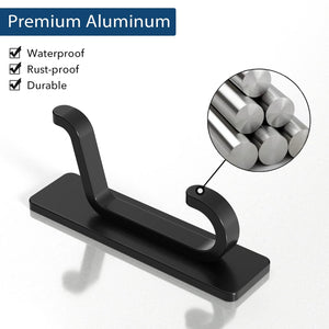 Self Adhesive Hooks, Extra Sticky and Strong, Hanging up to 6KG, Heavy Duty Stick on, No-Nail Hook for Back of Door, Black, 4 Pack