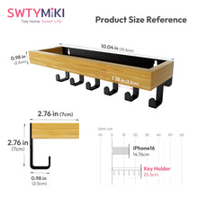 Load image into Gallery viewer, SWTYMIKI Key Holder with Wood Tray and 6 Hooks, Wall Mounted Key Racks, Key Hangers Home Decor Key Rack Mail Organizer for Hallway, Entryway, Bedroom, Mudroom, Office