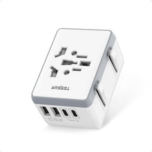 Load image into Gallery viewer, Universal Travel Adapter Worldwide with 2 USB C and 2 USB A Ports, Universal Plug Adaptor UK to World, International Adapter for EU, USA, UK, Australia, Thailand etc. not a Voltage Converter