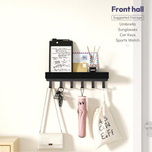 Load image into Gallery viewer, SWTYMIKI Key Holder with Wood Tray and 6 Hooks, Wall Mounted Key Racks, Key Hangers Home Decor Key Rack Mail Organizer for Hallway, Entryway, Bedroom, Mudroom, Office