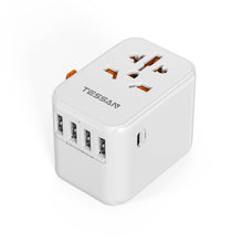 Load image into Gallery viewer, Universal Travel Adapter Worldwide with 2 USB C and 2 USB A Ports, Universal Plug Adaptor UK to World, International Adapter for EU, USA, UK, Australia, Thailand etc. not a Voltage Converter