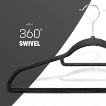 Load image into Gallery viewer, Velvet Hangers 20 Pack - Non-Slip Clothes Hangers with Tie Bar &amp; 360° Hook - Durable &amp; Sturdy, Space-Saving Wardrobe Organisers for Suits, Jackets &amp; Clothes- Home Storage Solution (Grey)