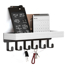 Load image into Gallery viewer, SWTYMIKI Key Holder with Wood Tray and 6 Hooks, Wall Mounted Key Racks, Key Hangers Home Decor Key Rack Mail Organizer for Hallway, Entryway, Bedroom, Mudroom, Office