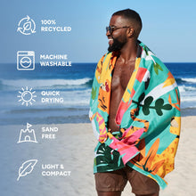 Load image into Gallery viewer, Beach Towel - Quick Dry, Sand Free - Compact, Lightweight - 100% Recycled - Includes Bag - Cabana - Whitsunday Blue - Large (160x90cm, 63x35)