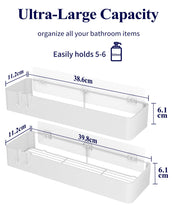 Load image into Gallery viewer, 2 Pack Rustproof Shower Caddy - 2 Shelves, Drill-Free &amp; Quick-Dry Shower Organizer, Rustproof Bathroom Shelves with 4 Hooks, Large, Black