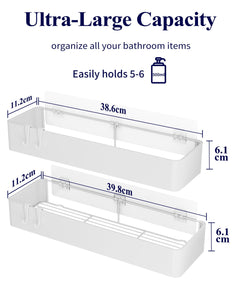 2 Pack Rustproof Shower Caddy - 2 Shelves, Drill-Free & Quick-Dry Shower Organizer, Rustproof Bathroom Shelves with 4 Hooks, Large, Black