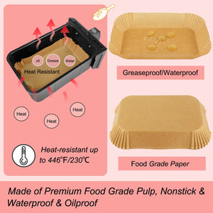 100pcs Air Fryer Liners for Ninja Dual, Air Fryer AF300UK AF400UK Accessories, Disposable Airfryer Parchment Paper Liners, Compatible with Ninja, Breville, Tower & Other Dual Zone Fryers