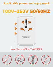 Load image into Gallery viewer, Universal Travel Adapter Worldwide with 2 USB C and 2 USB A Ports, Universal Plug Adaptor UK to World, International Adapter for EU, USA, UK, Australia, Thailand etc. not a Voltage Converter