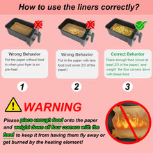 Load image into Gallery viewer, 100pcs Air Fryer Liners for Ninja Dual, Air Fryer AF300UK AF400UK Accessories, Disposable Airfryer Parchment Paper Liners, Compatible with Ninja, Breville, Tower &amp; Other Dual Zone Fryers