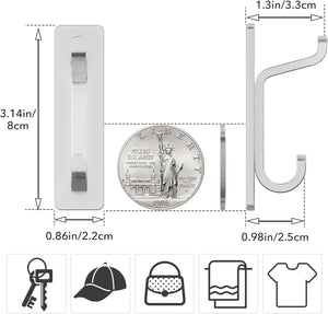 Self Adhesive Hooks, Extra Sticky and Strong, Hanging up to 6KG, Heavy Duty Stick on, No-Nail Hook for Back of Door, Black, 4 Pack