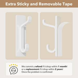 Self Adhesive Hooks, Extra Sticky and Strong, Hanging up to 6KG, Heavy Duty Stick on, No-Nail Hook for Back of Door, Black, 4 Pack