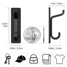 Load image into Gallery viewer, Self Adhesive Hooks, Extra Sticky and Strong, Hanging up to 6KG, Heavy Duty Stick on, No-Nail Hook for Back of Door, Black, 4 Pack