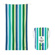 Load image into Gallery viewer, Beach Towel - Quick Dry, Sand Free - Compact, Lightweight - 100% Recycled - Includes Bag - Cabana - Whitsunday Blue - Large (160x90cm, 63x35)