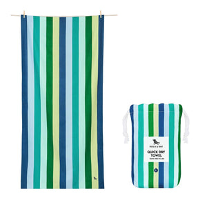 Beach Towel - Quick Dry, Sand Free - Compact, Lightweight - 100% Recycled - Includes Bag - Cabana - Whitsunday Blue - Large (160x90cm, 63x35)