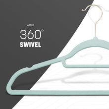Load image into Gallery viewer, Velvet Hangers 20 Pack - Non-Slip Clothes Hangers with Tie Bar &amp; 360° Hook - Durable &amp; Sturdy, Space-Saving Wardrobe Organisers for Suits, Jackets &amp; Clothes- Home Storage Solution (Grey)