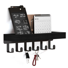Load image into Gallery viewer, SWTYMIKI Key Holder with Wood Tray and 6 Hooks, Wall Mounted Key Racks, Key Hangers Home Decor Key Rack Mail Organizer for Hallway, Entryway, Bedroom, Mudroom, Office