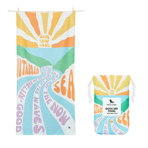 Beach Towel - Quick Dry, Sand Free - Compact, Lightweight - 100% Recycled - Includes Bag - Cabana - Whitsunday Blue - Large (160x90cm, 63x35)