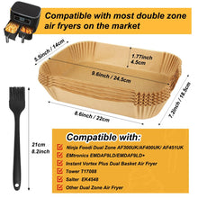 Load image into Gallery viewer, 100pcs Air Fryer Liners for Ninja Dual, Air Fryer AF300UK AF400UK Accessories, Disposable Airfryer Parchment Paper Liners, Compatible with Ninja, Breville, Tower &amp; Other Dual Zone Fryers