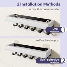 Load image into Gallery viewer, SWTYMIKI Key Holder with Wood Tray and 6 Hooks, Wall Mounted Key Racks, Key Hangers Home Decor Key Rack Mail Organizer for Hallway, Entryway, Bedroom, Mudroom, Office