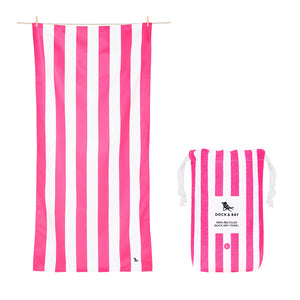 Beach Towel - Quick Dry, Sand Free - Compact, Lightweight - 100% Recycled - Includes Bag - Cabana - Whitsunday Blue - Large (160x90cm, 63x35)
