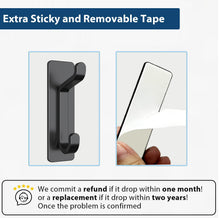 Load image into Gallery viewer, Self Adhesive Hooks, Extra Sticky and Strong, Hanging up to 6KG, Heavy Duty Stick on, No-Nail Hook for Back of Door, Black, 4 Pack