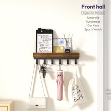 Load image into Gallery viewer, SWTYMIKI Key Holder with Wood Tray and 6 Hooks, Wall Mounted Key Racks, Key Hangers Home Decor Key Rack Mail Organizer for Hallway, Entryway, Bedroom, Mudroom, Office