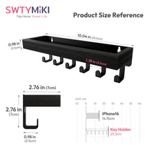 Load image into Gallery viewer, SWTYMIKI Key Holder with Wood Tray and 6 Hooks, Wall Mounted Key Racks, Key Hangers Home Decor Key Rack Mail Organizer for Hallway, Entryway, Bedroom, Mudroom, Office