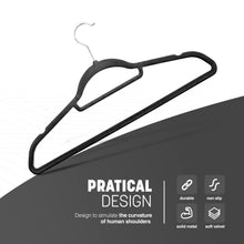 Load image into Gallery viewer, Velvet Hangers 20 Pack - Non-Slip Clothes Hangers with Tie Bar &amp; 360° Hook - Durable &amp; Sturdy, Space-Saving Wardrobe Organisers for Suits, Jackets &amp; Clothes- Home Storage Solution (Grey)