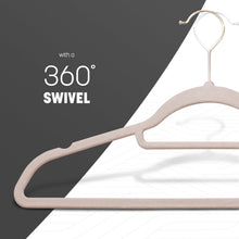 Load image into Gallery viewer, Velvet Hangers 20 Pack - Non-Slip Clothes Hangers with Tie Bar &amp; 360° Hook - Durable &amp; Sturdy, Space-Saving Wardrobe Organisers for Suits, Jackets &amp; Clothes- Home Storage Solution (Grey)