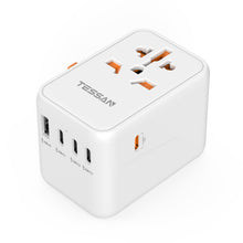 Load image into Gallery viewer, Universal Travel Adapter Worldwide with 2 USB C and 2 USB A Ports, Universal Plug Adaptor UK to World, International Adapter for EU, USA, UK, Australia, Thailand etc. not a Voltage Converter