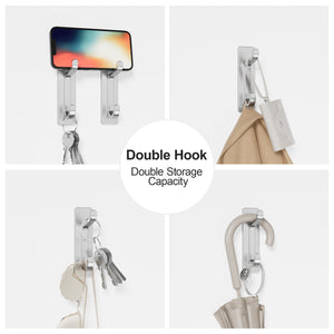Self Adhesive Hooks, Extra Sticky and Strong, Hanging up to 6KG, Heavy Duty Stick on, No-Nail Hook for Back of Door, Black, 4 Pack
