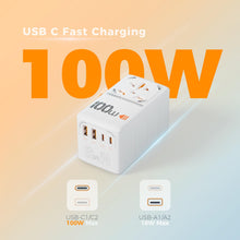 Load image into Gallery viewer, Universal Travel Adapter Worldwide with 2 USB C and 2 USB A Ports, Universal Plug Adaptor UK to World, International Adapter for EU, USA, UK, Australia, Thailand etc. not a Voltage Converter