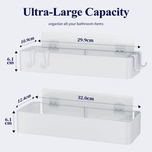 Load image into Gallery viewer, 2 Pack Rustproof Shower Caddy - 2 Shelves, Drill-Free &amp; Quick-Dry Shower Organizer, Rustproof Bathroom Shelves with 4 Hooks, Large, Black