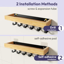 Load image into Gallery viewer, SWTYMIKI Key Holder with Wood Tray and 6 Hooks, Wall Mounted Key Racks, Key Hangers Home Decor Key Rack Mail Organizer for Hallway, Entryway, Bedroom, Mudroom, Office